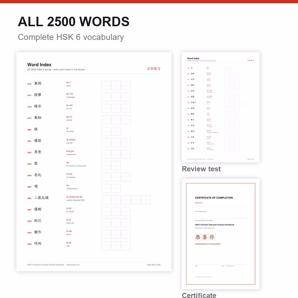 HSK 6 Chinese Character Practice Workbook 8